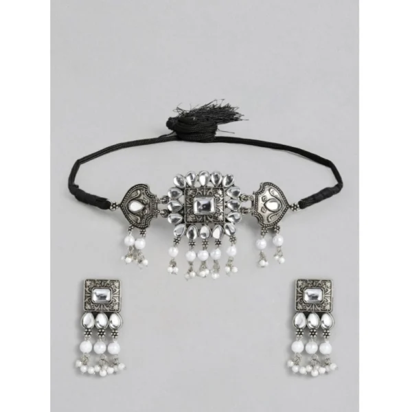 Generic Women's Rose Gold Plated Alloy Necklace & Earings Set (Silver)