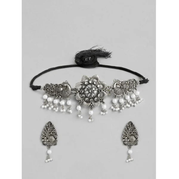 Generic Women's Rose Gold Plated Alloy Necklace & Earings Set (Silver)