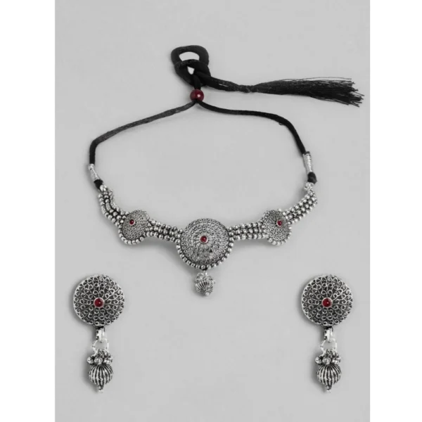 Generic Women's Rose Gold Plated Alloy Necklace & Earings Set (Silver)