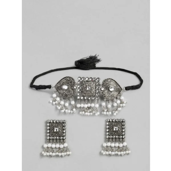 Generic Women's Rose Gold Plated Alloy Necklace & Earings Set (Silver)