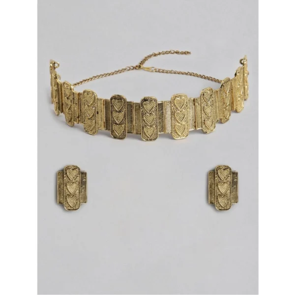 Generic Women's Rose Gold Plated Alloy Necklace & Earings Set (Gold)