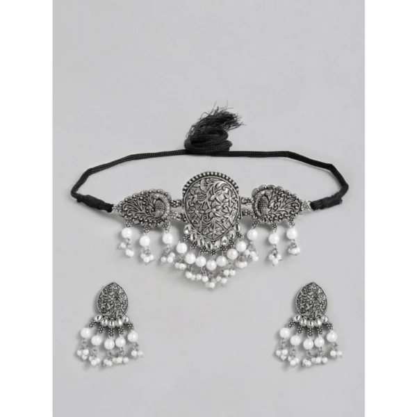 Generic Women's Rose Gold Plated Alloy Necklace & Earings Set (Silver)